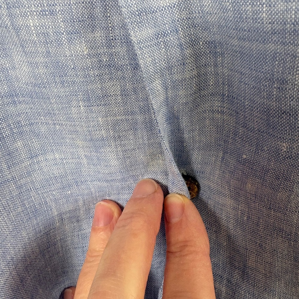 Bullington Linen Shirt Men's L Blue Short-Sleeve Button-Up Coastal Summer Resort - Picture 6 of 8